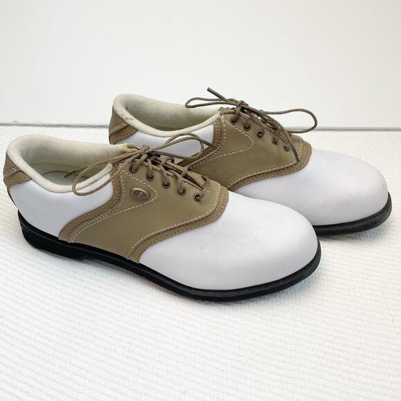 Dexter tan/white wedgewood ladies size 7 golf cleats - Picture 1 of 7